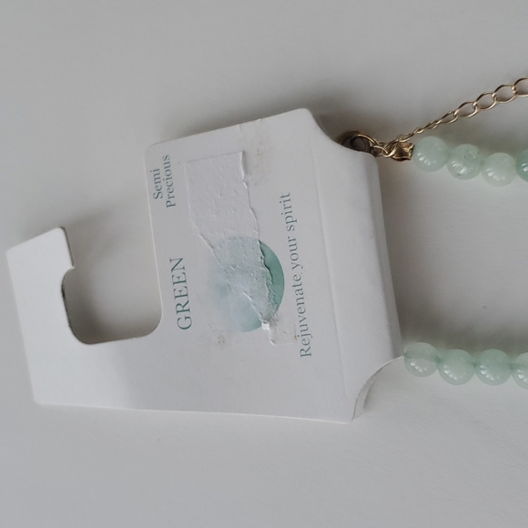 Green Radiate Love and Happiness Semi Precious Long Adjustable Necklace w Tassel - Picture 2 of 5